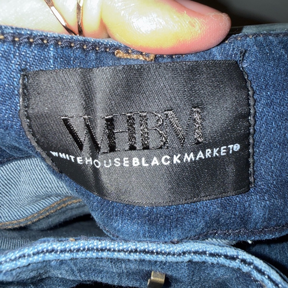 White House Black Market Dark Blue Belted Cropped Jeans - Picture 4 of 6
